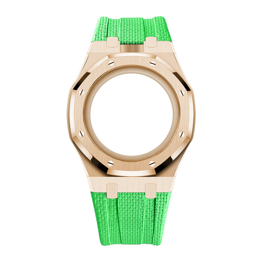 Wristform Full-Coverage Royal Pop Case - Green Strap, 3 O'Clock Crown