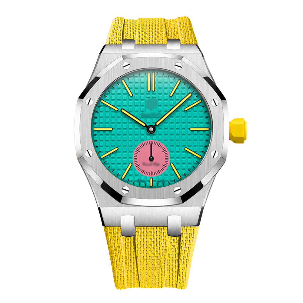 Wristform Full-Coverage Royal Pop Case - Yellow Strap, 3 O'Clock Crown