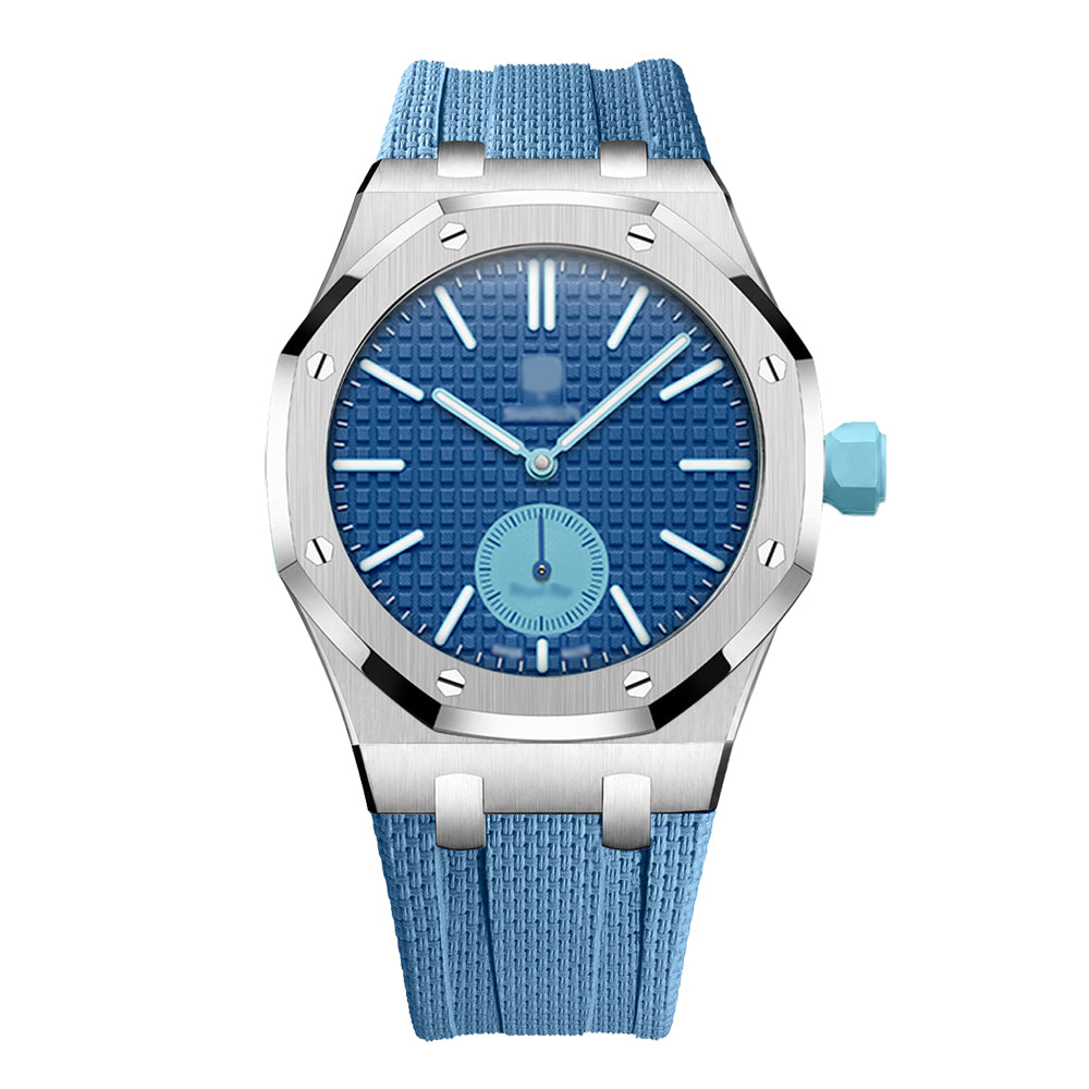 Wristform Full-Coverage Royal Pop Case - Light Blue Strap, 3 O'Clock Crown