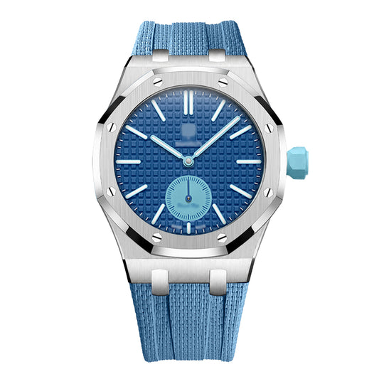 Wristform Full-Coverage Royal Pop Case - Light Blue Strap, 3 O'Clock Crown