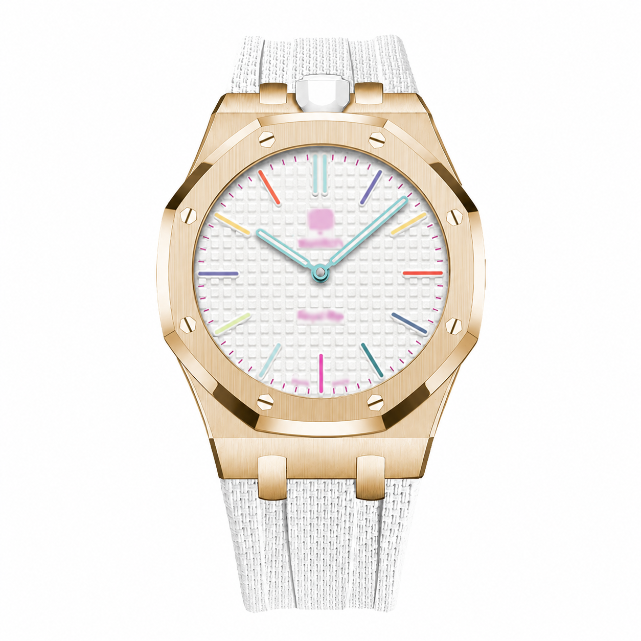 Wristform Full-Coverage Royal Pop Case - White Strap, 12 O'Clock Crown
