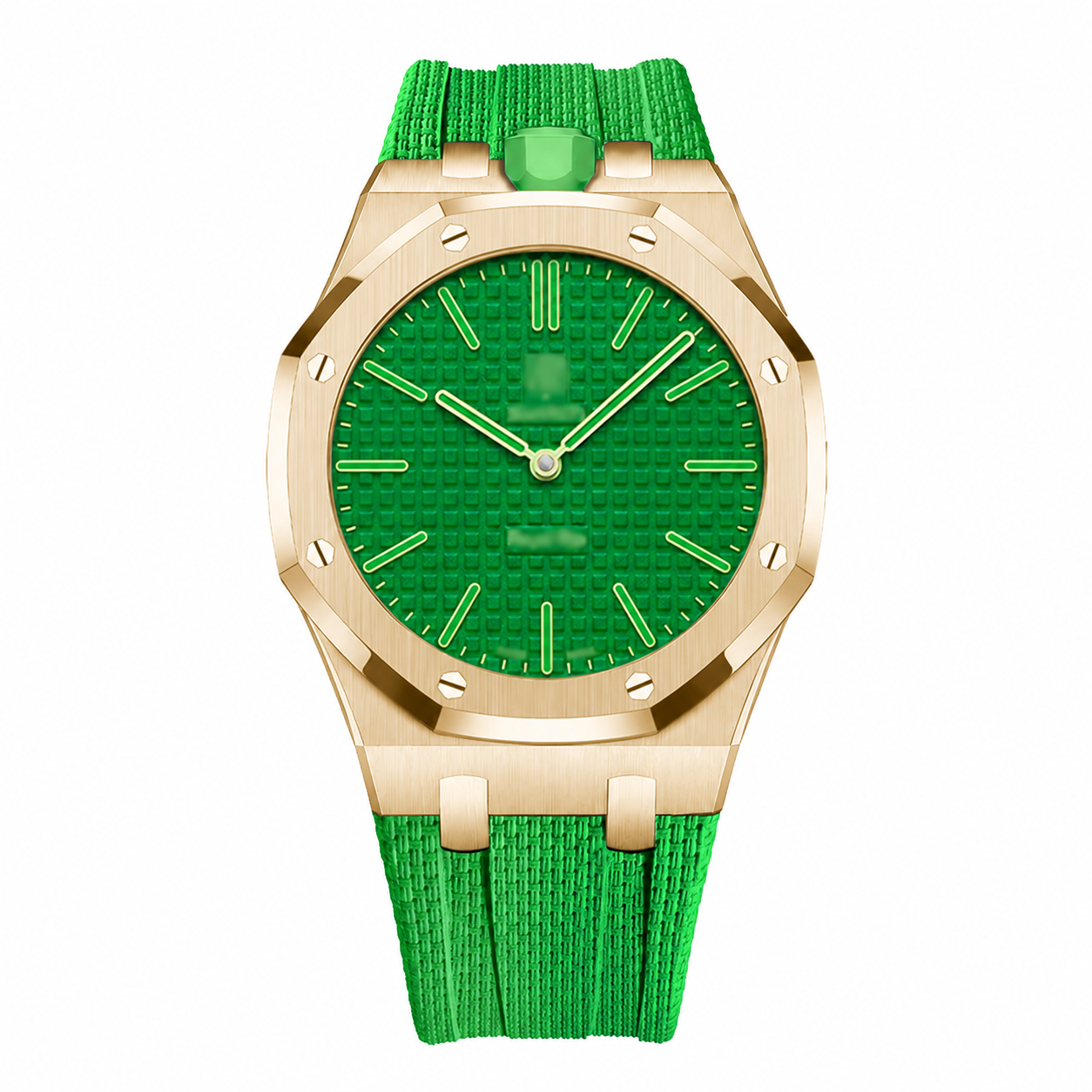 Wristform Full-Coverage Royal Pop Case - Green Strap, 3 O'Clock Crown