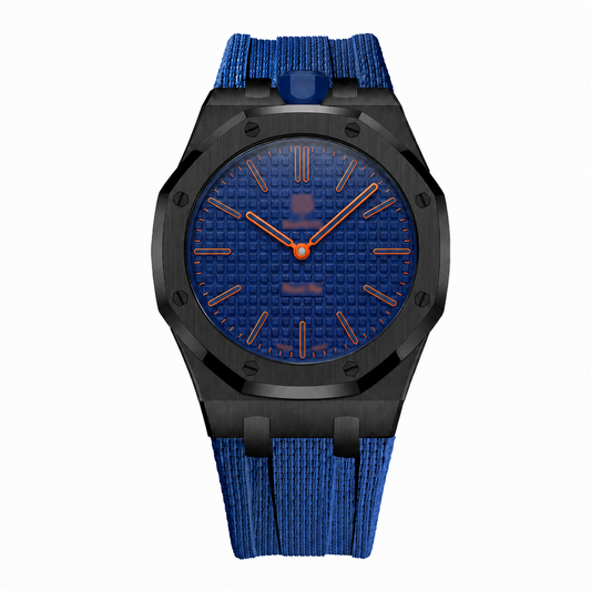 Wristform Full-Coverage Royal Pop Case - Dark Blue Strap, 12 O'Clock Crown