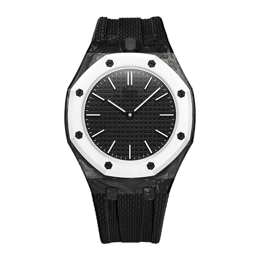 Black forged carbon fiber Royal Pop case with Black FKM strap