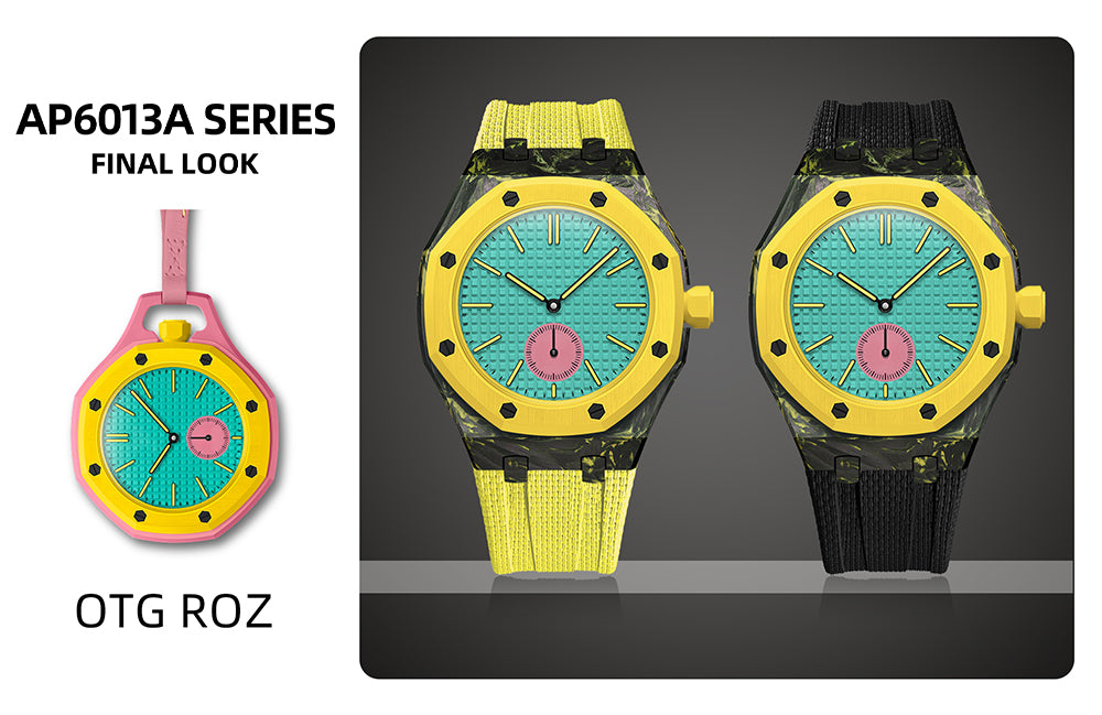 Yellow forged carbon fiber case detail